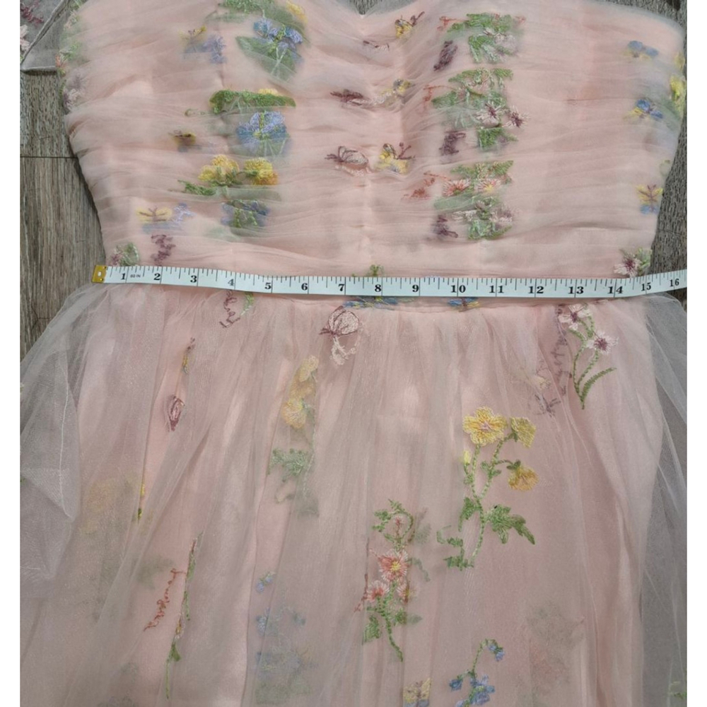 Women's Pink Floral Embroidered Mini Dress sz 12 nwot - Picture 9 of 10
